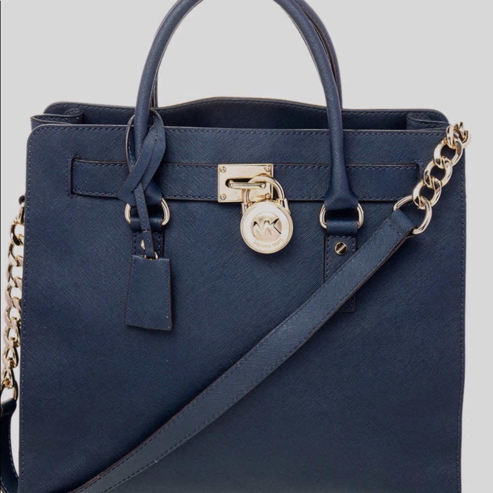 Michael kors navy hamilton large tote NWT